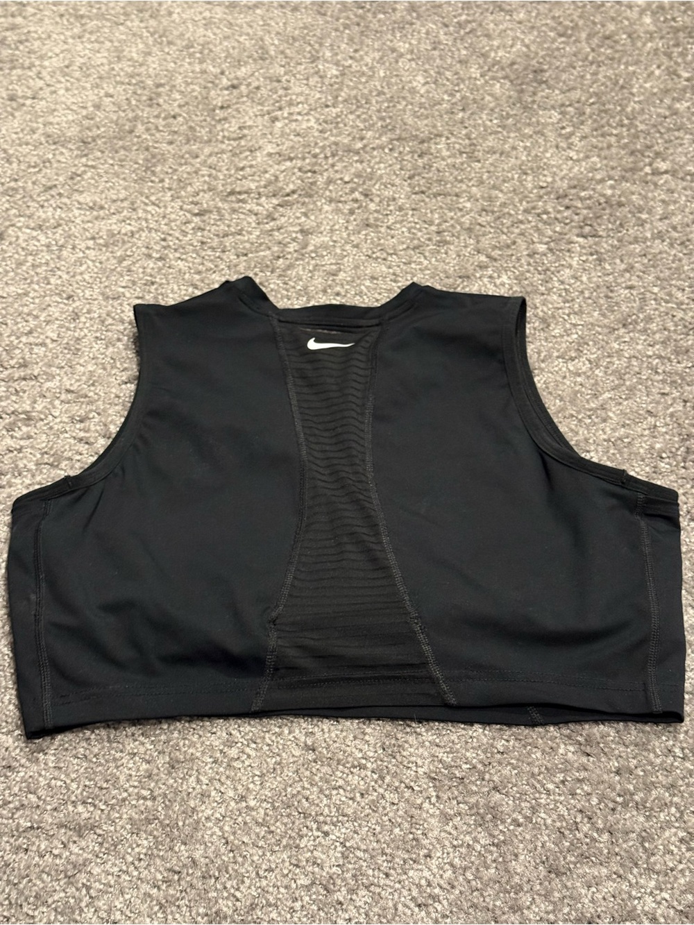 Nike Black Women's Cropped Racerback Tank with Mesh Panel